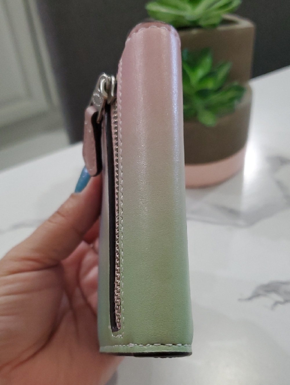Coach Ombre Leather Wyn Small Wallet in the Pale Pistachio Multi colorway💗💙💚 - Picture 8 of 16
